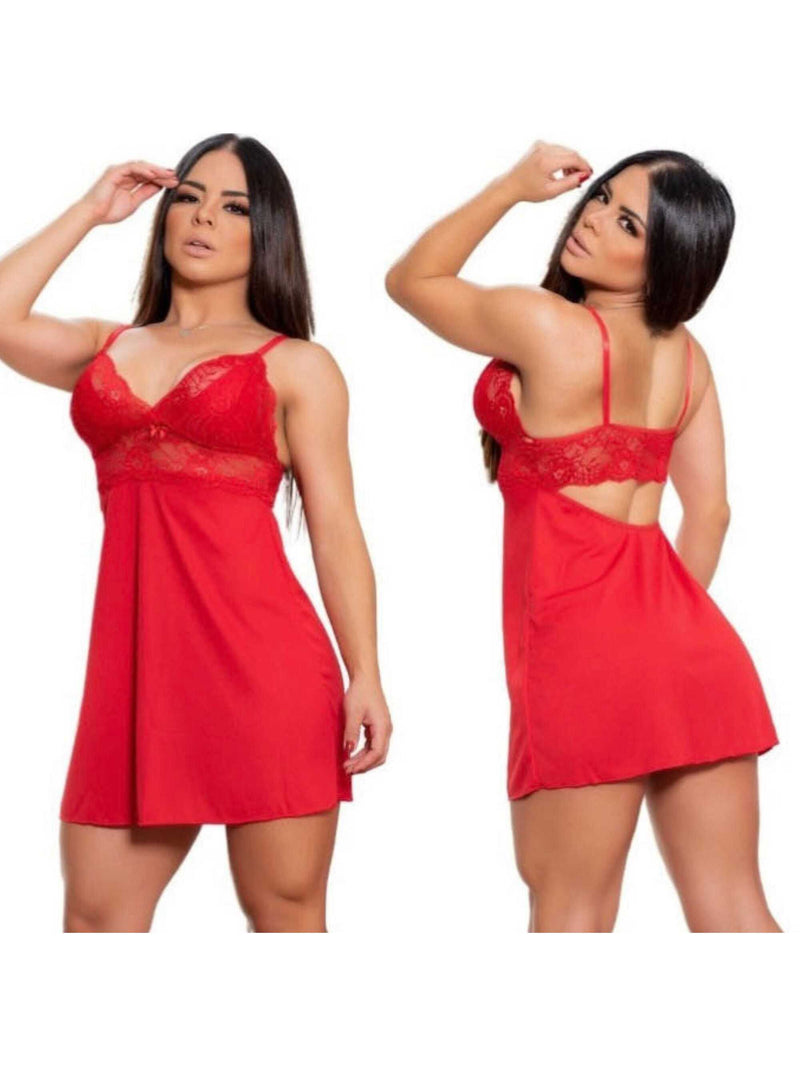 Camisola feminina com renda e calcinha sexy