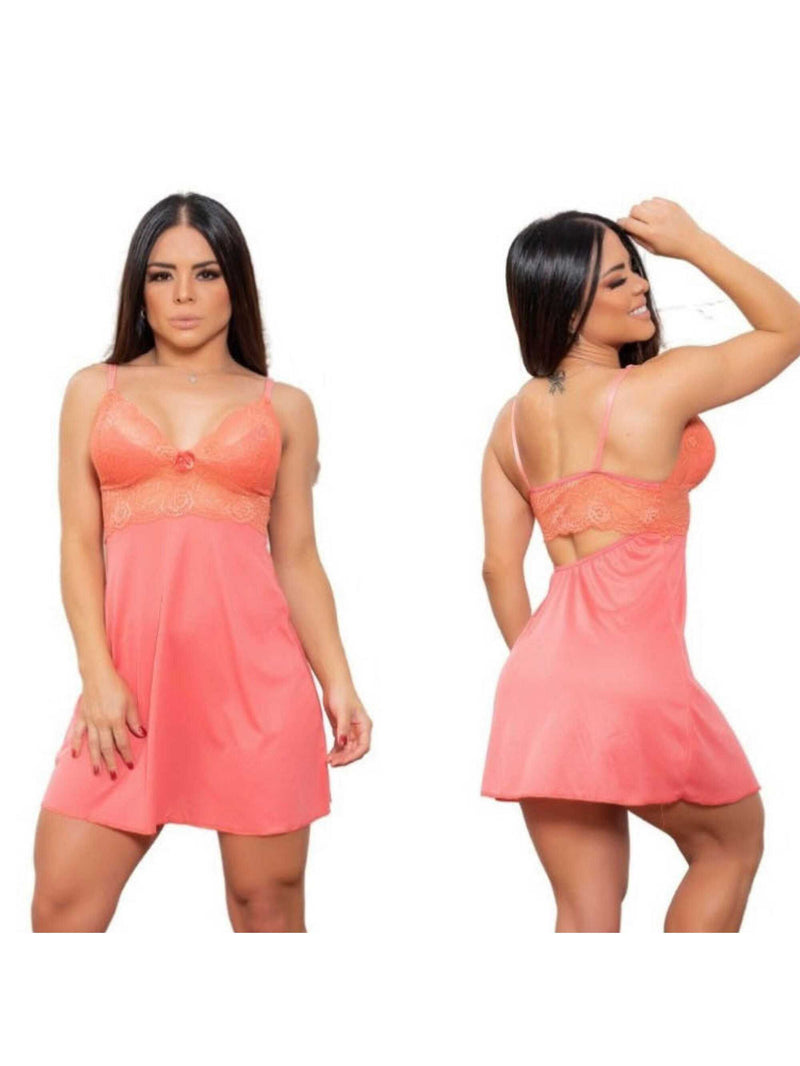 Camisola feminina com renda e calcinha sexy