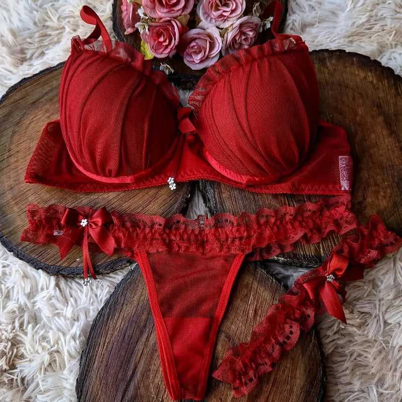 Conjunto Perneira lingerie de luxo calcinha fio dental langerie sensual