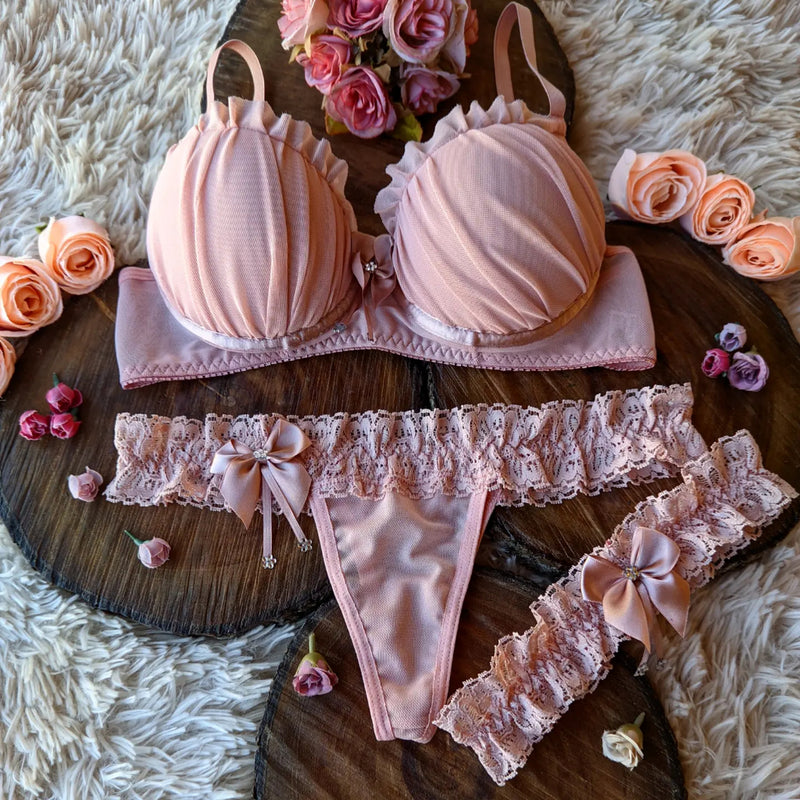 Conjunto Perneira lingerie de luxo calcinha fio dental langerie sensual